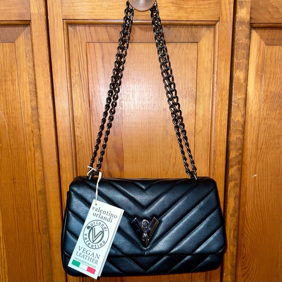 NWT $279 Valentino Orlandi Black Quilted Shoulder Bag - Picture 2 of 11